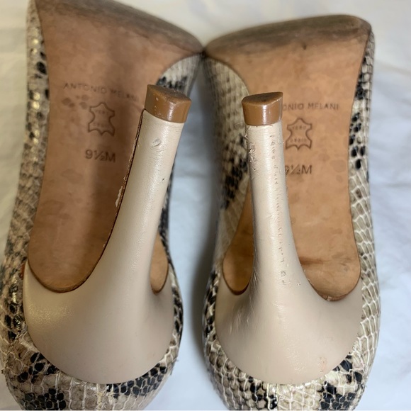 Antonio Melani Paton snake reptile python print leather pump heels 9.5 neutral - Picture 6 of 16